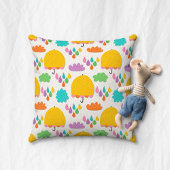 Gele paraplu's met wolken en regendruppels kussen