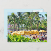 Gele paraplu's op het strand briefkaart (Voorkant / Achterkant)
