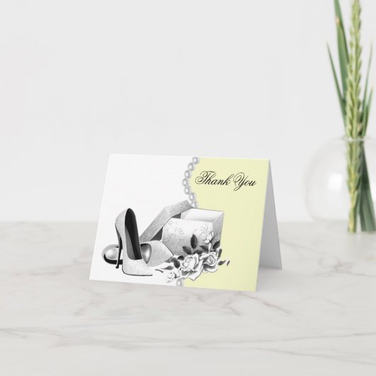Gele Parels Hoge Hak Schoenen Dank u Kaarten (Voorkant)