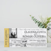 Gele Paris bruiloft instapkaart uitnodiging (Staand voorkant)