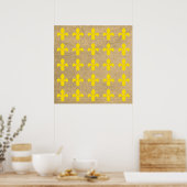 Gele Parisian Moods Fleur de Lys-patroon Poster (Keuken)