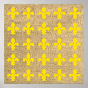 Gele Parisian Moods Fleur de Lys-patroon Poster