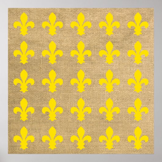Gele Parisian Moods Fleur de Lys-patroon Poster (Voorkant)
