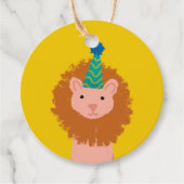 Gele Partij Dierlijke Leeuw Verjaardagsfeest Bedankjes Labels (Voorkant)