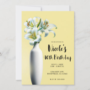 Gele Pasen Lelies Vaas Bloemen Verjaardagsfeest Kaart