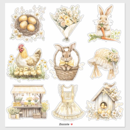 Gele Pasen Set 2 Sticker (Vel)