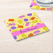  gele paspoortzegels Bon Voyage Kartonnen Onderzetters (Schuin)