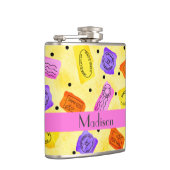  Gele Paspoortzegels Naam Gepersonaliseerd Heupfles (Rechts)