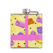  Gele Paspoortzegels Naam Gepersonaliseerd Heupfles (Achterkant)