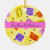  Gele Paspoortzegels Naam Gepersonaliseerd Keramisch Ornament (Voorkant)