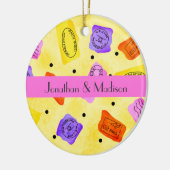  Gele Paspoortzegels Naam Gepersonaliseerd Keramisch Ornament (Links)