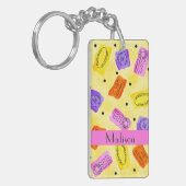  Gele Paspoortzegels Naam Gepersonaliseerd Sleutelhanger (Voorkant Links)