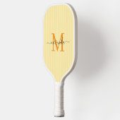 Gele Pastel Strepen Aangepaste Initiële Naam Pickleball Paddle (Links)