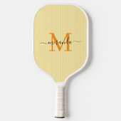 Gele Pastel Strepen Aangepaste Initiële Naam Pickleball Paddle (Achterkant)