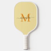 Gele Pastel Strepen Aangepaste Initiële Naam Pickleball Paddle (Voorkant)