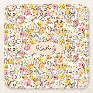 gele pastelvrouw kartonnen onderzetters