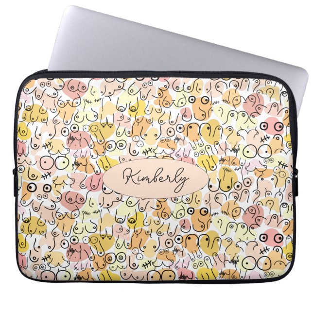 gele pastelvrouw laptop sleeve (Voorkant)