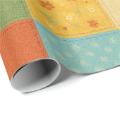 Gele Patchwork Dekbed Rustieke Boerderij Bloemende Cadeaupapier (Rol Hoek)