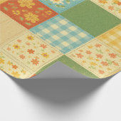 Gele Patchwork Dekbed Rustieke Boerderij Bloemmoti Cadeaupapier (Hoek)