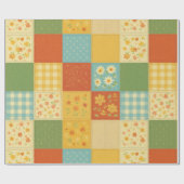 Gele Patchwork Dekens Landelijke Boerderij Bloemmo Cadeaupapier (Vlak)