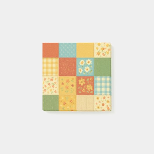 Gele Patchwork Quilt Rustieke Boerderij Bloemen Post-it® Notes (Voorkant)