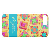 Gele Patchwork Quiltbloknaam gepersonaliseerd Case-Mate iPhone Case (Achterkant (Horizontaal))
