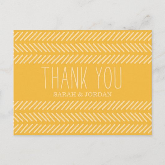 Gele patroonweddenschappen Dank u Briefkaart (Voorkant)