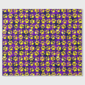 Gele Paw Prints op Paarse - Inpakpapier (Vlak)