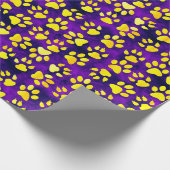 Gele Paw Prints op Paarse - Inpakpapier (Hoek)