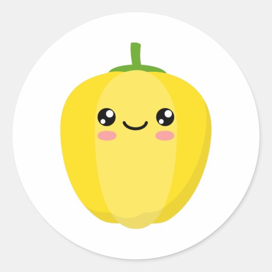 Gele peper ronde sticker (Voorkant)