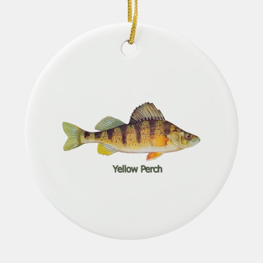 Gele Perch met de titel Keramisch Ornament (Voorkant)