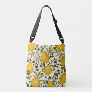 Gele peren bladeren witte achtergrond crossbody tas