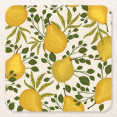 Gele peren bladeren witte achtergrond kartonnen onderzetters (Voorkant)