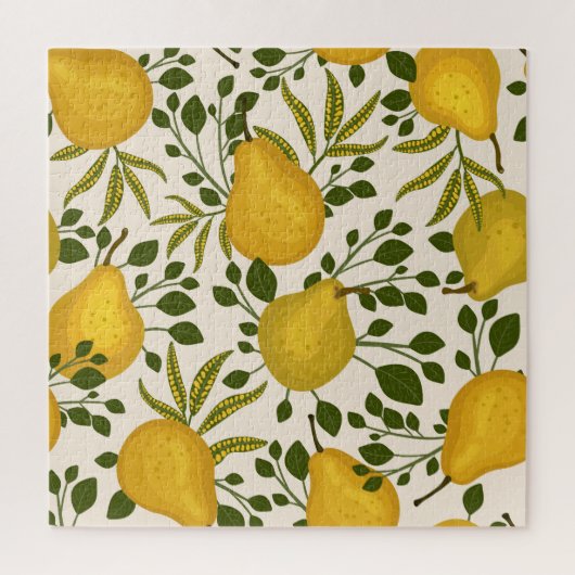 Gele peren bladeren witte achtergrond legpuzzel (Verticaal)