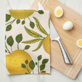 Gele peren bladeren witte achtergrond theedoek (Quarter Fold)
