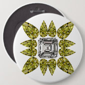 Gele peren Diamond Ronde Button 6,0 Cm (Voorkant /achterkant)