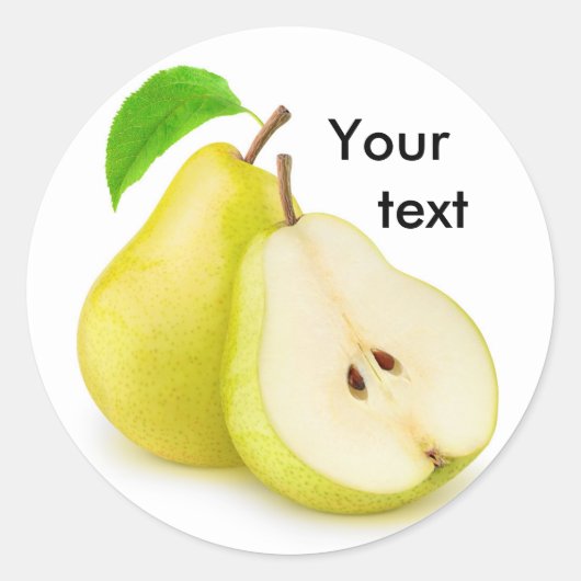 Gele peren knippen ronde sticker (Voorkant)