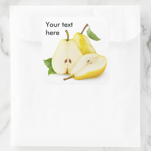 Gele peren knippen vierkante sticker (Tas)