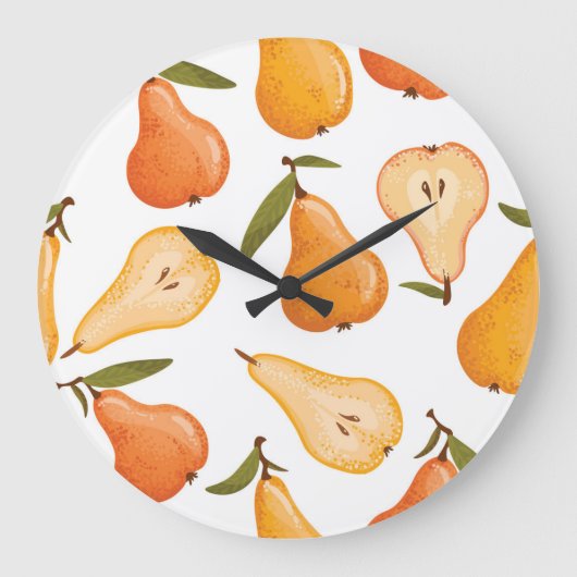 Gele peren: naadloze witte achtergrond. grote klok (Voorkant)