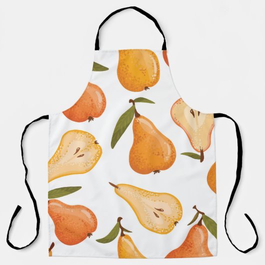 Gele peren: naadloze witte achtergrond. schort (Voorkant)