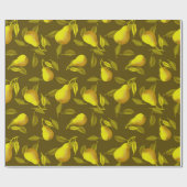 Gele peren op donkergroene achtergrond cadeaupapier (Vlak)