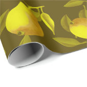 Gele peren op donkergroene achtergrond cadeaupapier (Rol Hoek)