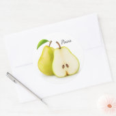 Gele peren ronde sticker (Envelop)
