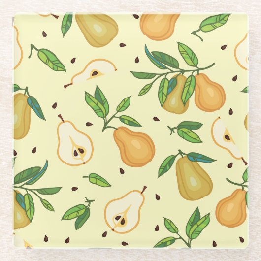 Gele perenvruchten: illustratie. glazen onderzetter (Voorkant)