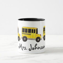Gele persoonlijke docent-schoolbus: cadeau mok