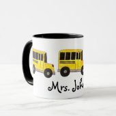 Gele persoonlijke docent-schoolbus: cadeau mok (Voorkant links)