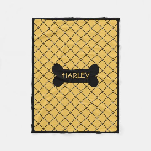 Gele persoonlijke Doggie Blanket Fleece Deken (Voorkant)