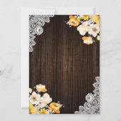 Gele Perzik Bloemen Rustieke Houten Bruiloft Kaart (Achterkant)