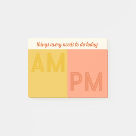 Gele perzik-dingen om vandaag te doen AM / PM Post-it® Notes (Voorkant)