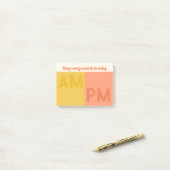 Gele perzik-dingen om vandaag te doen AM / PM Post-it® Notes (Op bureau)